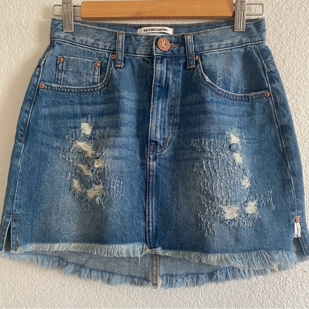 One Teaspoon  Mini High Waist Denim Skirts